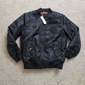 NWT Joe's Jeans Youth Kids Varsity Black Satin Bomber Size M (10/12)